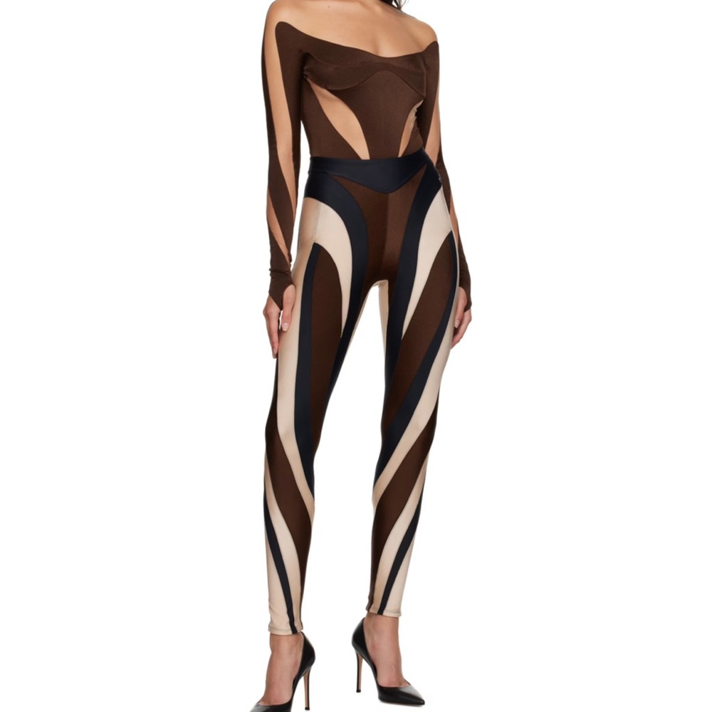 Mugler Brown Illusion Bodysuit